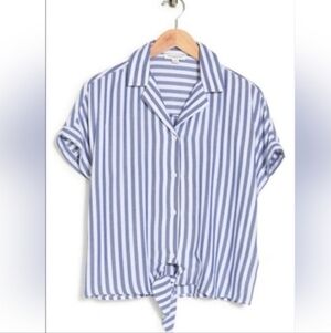 Beachlunchlounge Tie Front Stripe Shirt